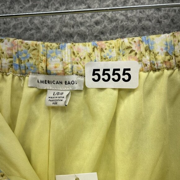 American Eagle Shorts Womens Large Flowy Elastic Waist‎ Yellow Floral NEW - Picture 6 of 13